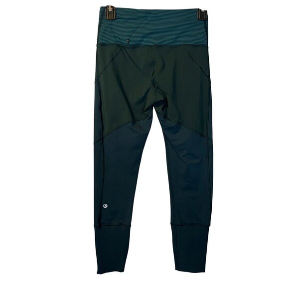 Lululemon Rebel Runner Crop Dark Fuel Forage Teal Leggings 4 Athletic Gym - Picture 3 of 6